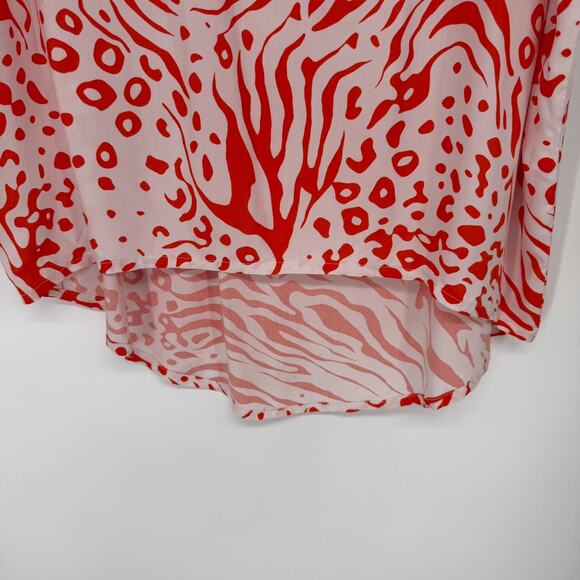 NWT North Shore Figwood Wild Tunic Top One Size White Orange Animal Print Dolman - Picture 5 of 9